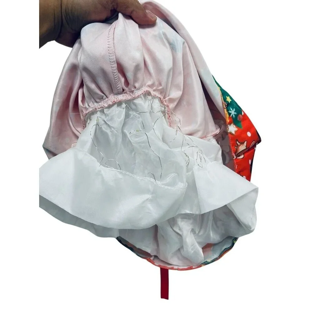 Christmas Dress Size 3 To 4 Years Girls Decorated with Red White Lights